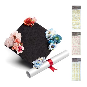 Handmade Graduation Cap Decoration, College, University, Graduate, High School, Floral, Graduation Gift, DIY Cap Topper | DIY Kit