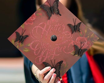 Now Hotter by One Degree|3D Butterfly Grad Cap Toppers-Graduation Cap Decoration-College Graduation Gifts-Designed Graduation Caps