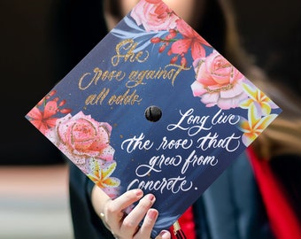 She Rose Against All Odds｜Grad Cap Topper-Graduation Cap Decoration-College Graduation Gifts-Designer Grad Caps-Nurse Grad Cap