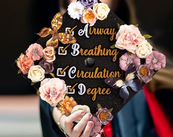 Airway Breathing Circulation Degree｜Designer Graduation Caps Topper-Graduation Cap Decoration-Grad Caps with Flowers Grad Caps
