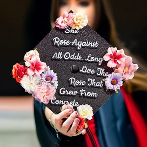 She rose against all odds｜Designer Graduation Cap Topper-Nurses Grad Caps-Graduation Cap Decoration-Class of 2024-College Graduation Gifts