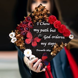 I Chose My Path But God Ordered My Steps｜Designer Graduation Caps Topper-Graduation Cap Decoration