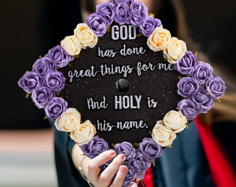 God has done great things for me｜Designer Graduation Caps Topper-Graduation Cap Decoration-College Graduation Gifts-