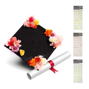 Handmade Graduation Cap Decoration, College, University, Graduate, High School, Floral, Graduation Gift, DIY Cap Topper | DIY Kit