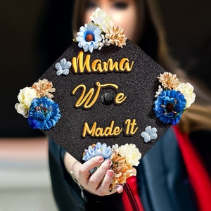 Mama we made it｜Designer Graduation Cap Topper-Graduation Cap Decoration-Grad Cap Toppers-Class of 2024-College-High School Graduation Gifts