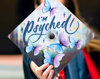 I'm Psyched|3D Butterfly Grad Cap Toppers-Graduation Cap Decoration-College Graduation Gifts-Designed Graduation Caps