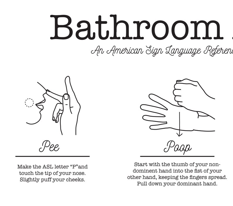 Sign Language Bathroom Decor American Sign Language Etsy