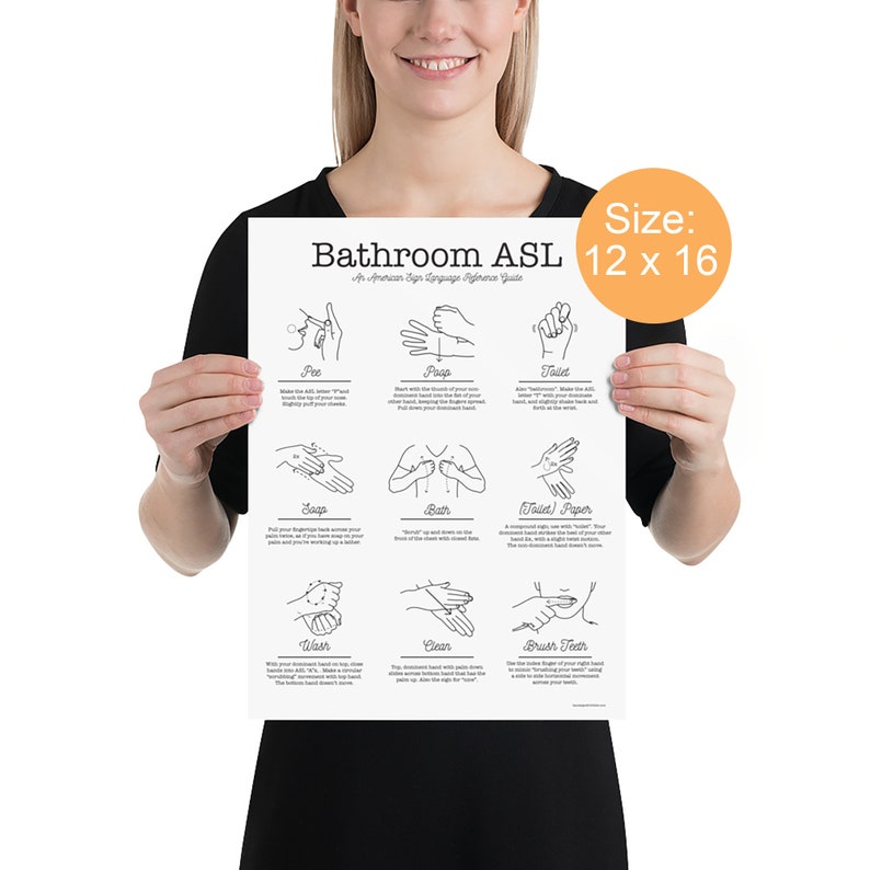 Sign Language Bathroom Decor American Sign Language Etsy