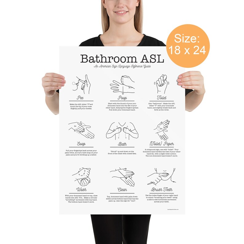 Sign Language Bathroom Decor American Sign Language Etsy