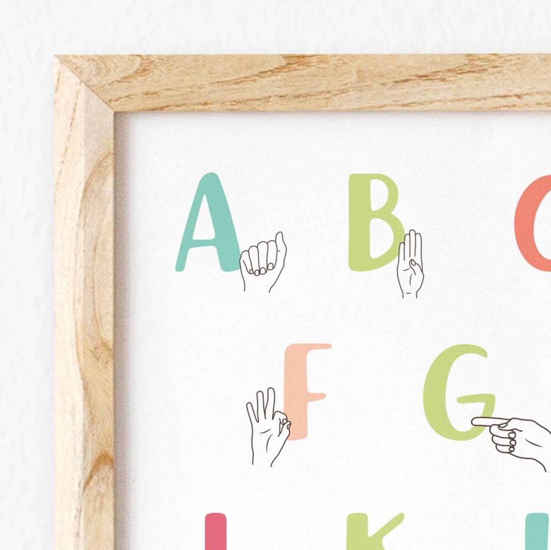 Pink Sign Language Letters Sign Language Alphabet Poster Pink Mauve Blue Green - Etsy