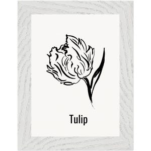 Impression de tulipes - Poster encadré en bois de qualité supérieure avec papier mat de qualité muséale