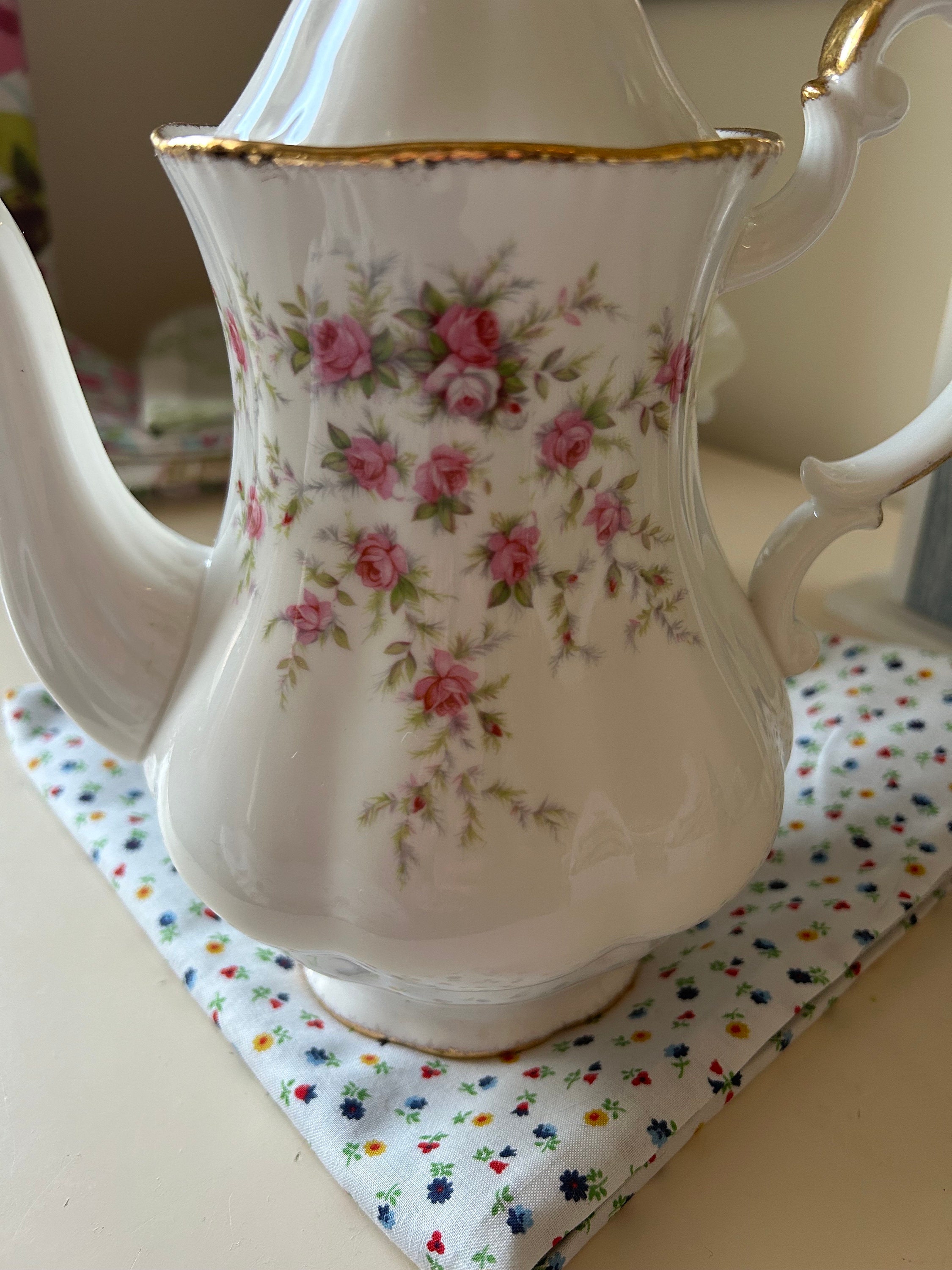 Royal Albert Victoriana Rose Large Coffee Tea Pot Fine Bone China Etsy