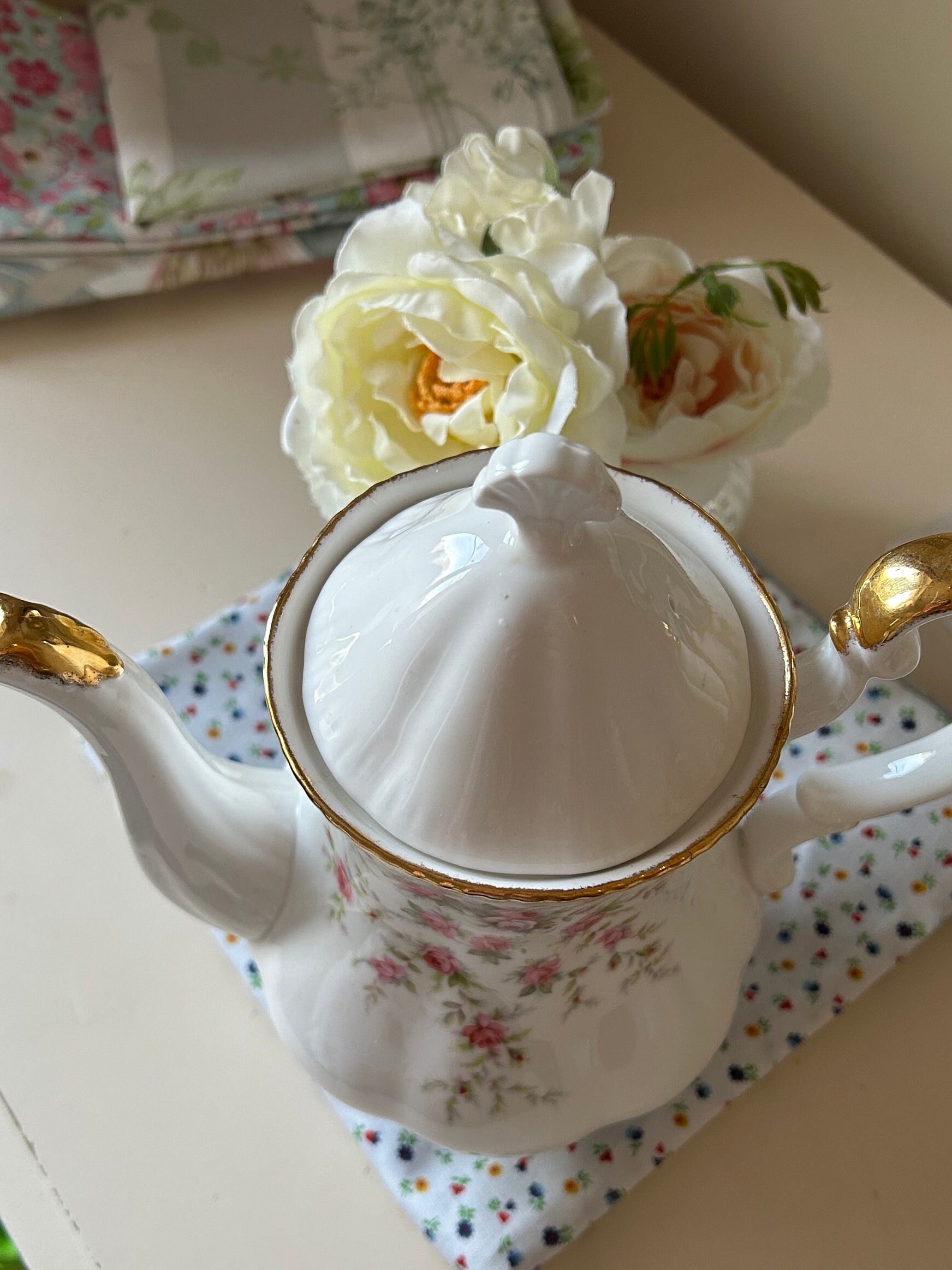 Royal Albert Victoriana Rose Large Coffee Tea Pot Fine Bone China Etsy