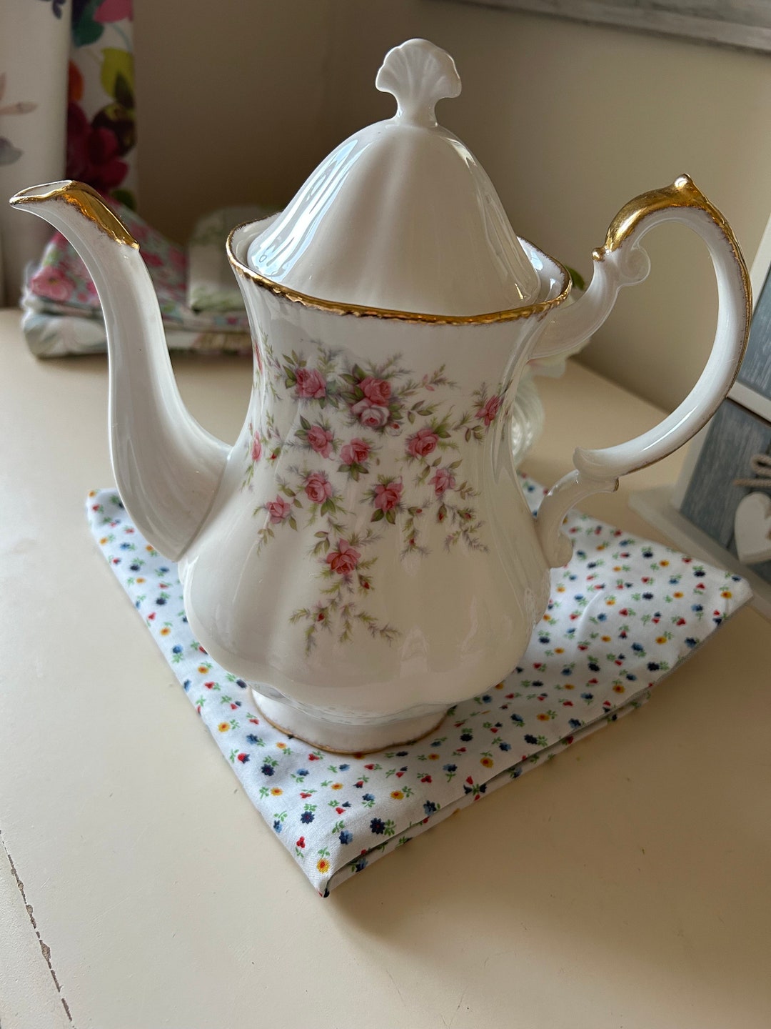 Royal Albert Victoriana Rose Large Coffee Tea Pot Fine Bone China Etsy