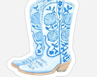 Aufkleber "Coastal Cowgirl" Shell Boots."