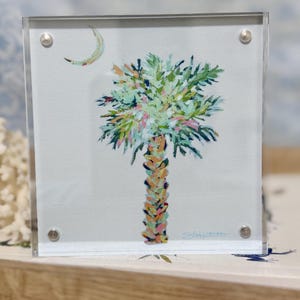 Palmeira e Lua - Impressão Giclée em Acrílico com Moldura - SC
