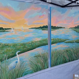 Marsh Sunset Painting “Golden Hour”- Giclee prints