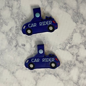Car Rider snap tab, Key fob, Machine Embroidered, Keychain, Key Holder,  Back to school, backpack, car rider line, bag tag,