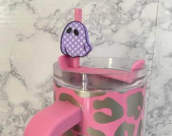 Purple Checker Ghost 3D Printed Straw Topper, Drinking Straw, Standard  Size, Stanley  Straw,  Tumbler accessory, Straw Buddy,Spooky