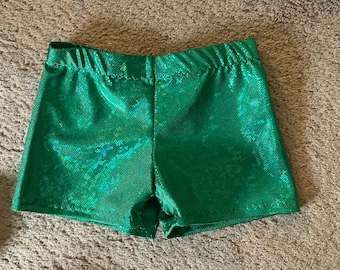 Green Cheer shorts Dance shorts Gymnastics shorts Practice Wear Cheer Dance Gymnastics Practice Set cheer sets dance set Shiny Short