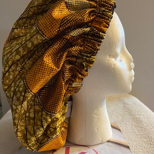 Custom made African Print Bonnet, Satin Bonnet, Sleep Cap, Satin Lined, Hair Bonnet, For all hair types, Wear to the store, Child sizes,