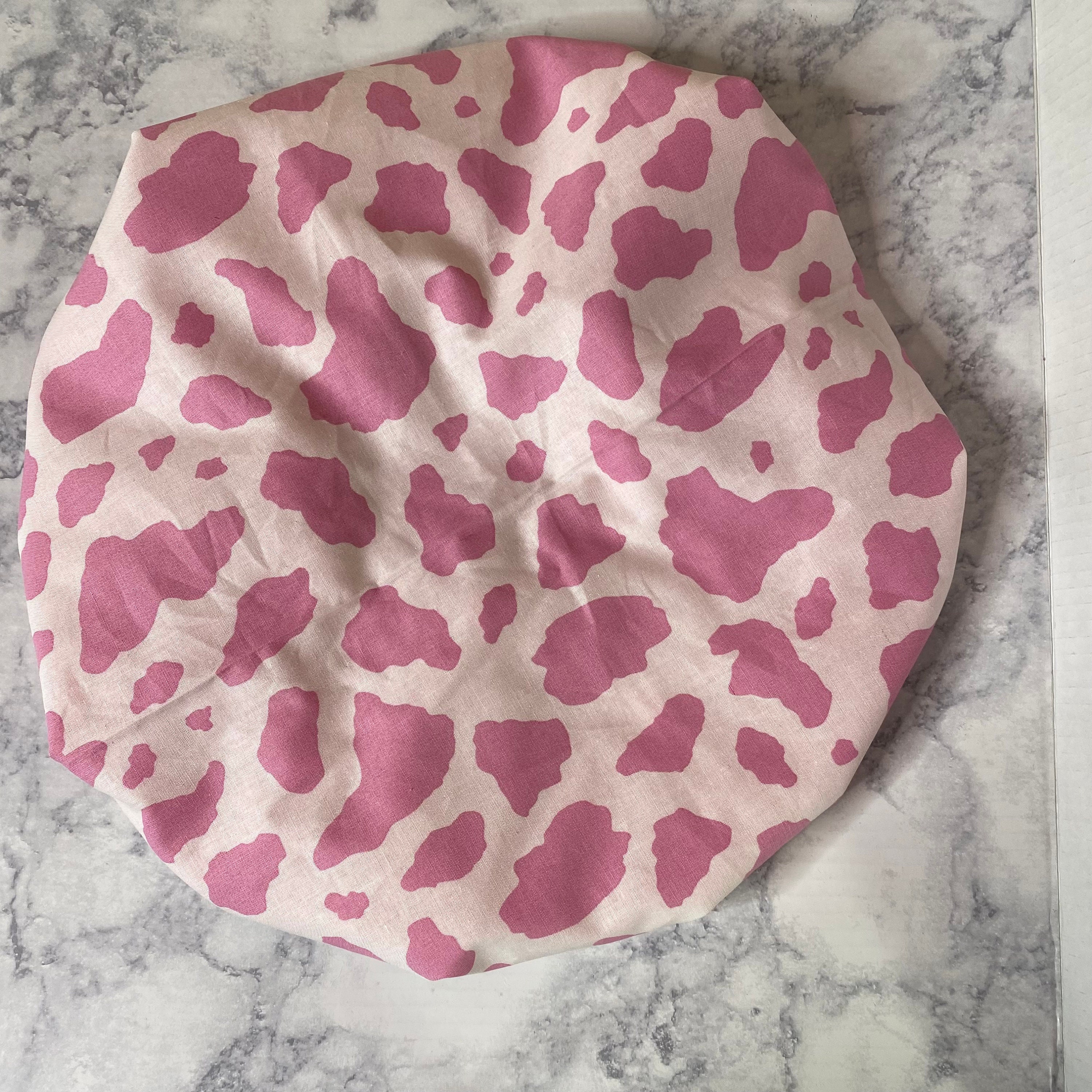 Custom Made Cow Print Adult Bonnet, Satin Bonnet, Sleep Cap  display picture 3