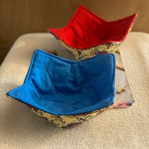 Bowl Cozy, Soup bowl Cozy, Microwaveable, Bowl Holder, reversible, Hot pad holder, 2 pack, Fabric, House warming gift, Ice cream cozy,
