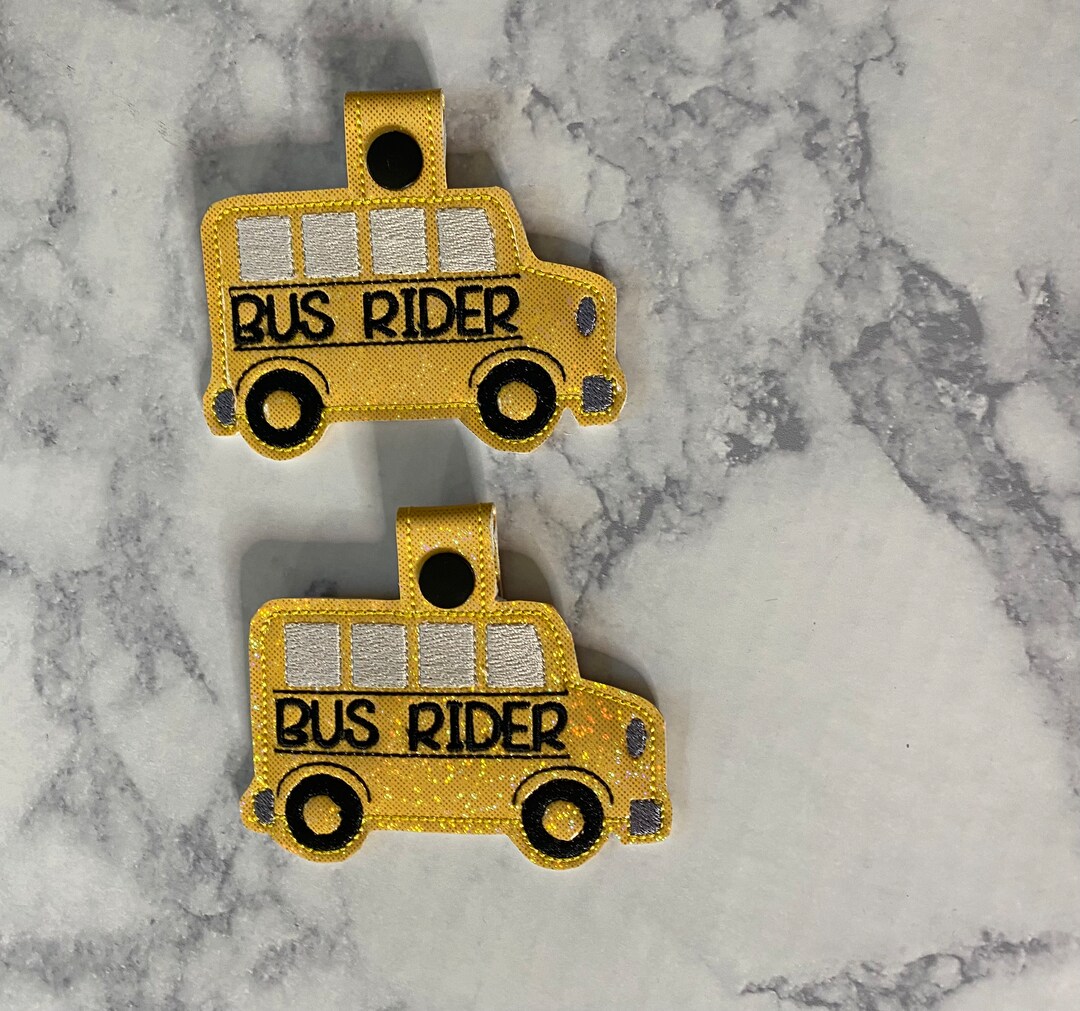 Bus Rider Snap Tab, Key Fob, Machine Embroidered, Keychain, Key Holder ...