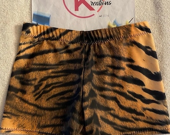 Orange tiger  Shorts Cheer Shorts Dance shorts Gymnastics Short Animal Design shorts cheer wear shorts orange shorts dance wear, black