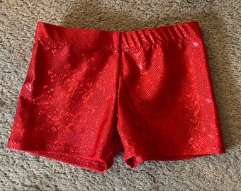 Red Cheer shorts Dance shorts Gymnastics shorts Practice Wear Cheer Dance Gymnastics Practice Set cheer sets dance set Shiny Short