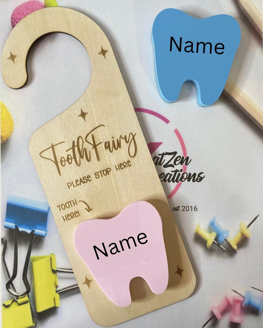 Personalized Tooth Fairy Door Hanger, Pick Up, Drop Off, Money, Tooth ...