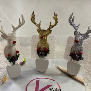 Handmade Reindeer Night Light, Holiday night light, Christmas Night Light, Home Decor, Holiday Decor, Rudolph night light, LED Night light