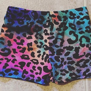 Rainbow Animal Print Shorts Cheer Shorts Dance shorts Gymnastics Short Animal Design shorts cheer wear shorts pink shorts dance wear,