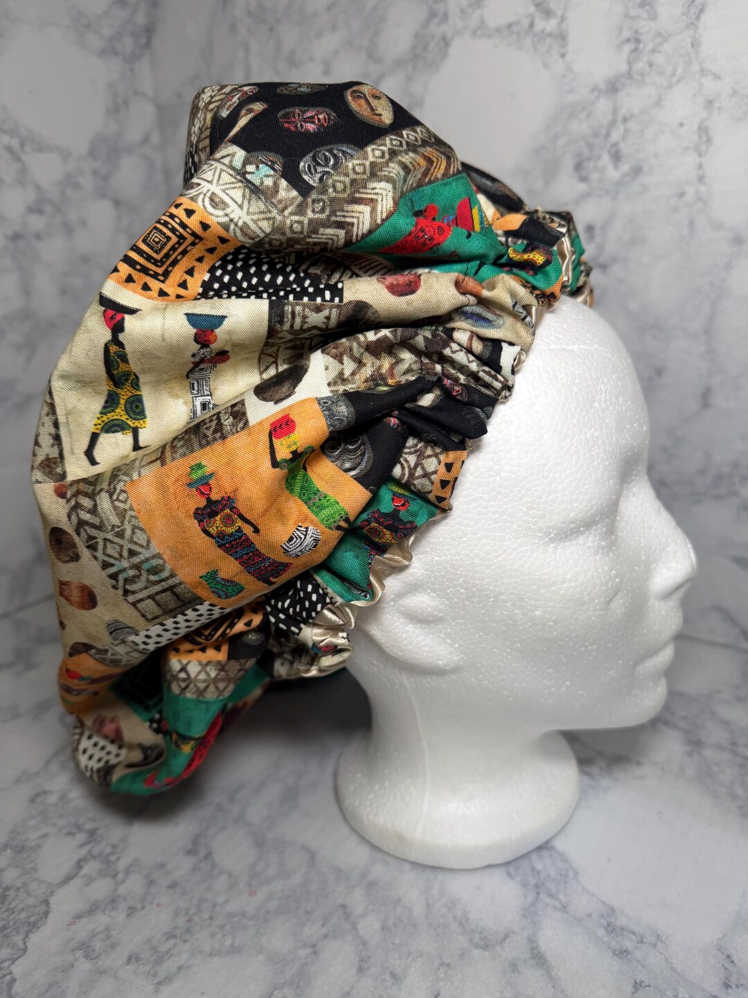 Custom Made African Design Adult Bonnet, Satin Bonnet, Sleep Cap,satin ...
