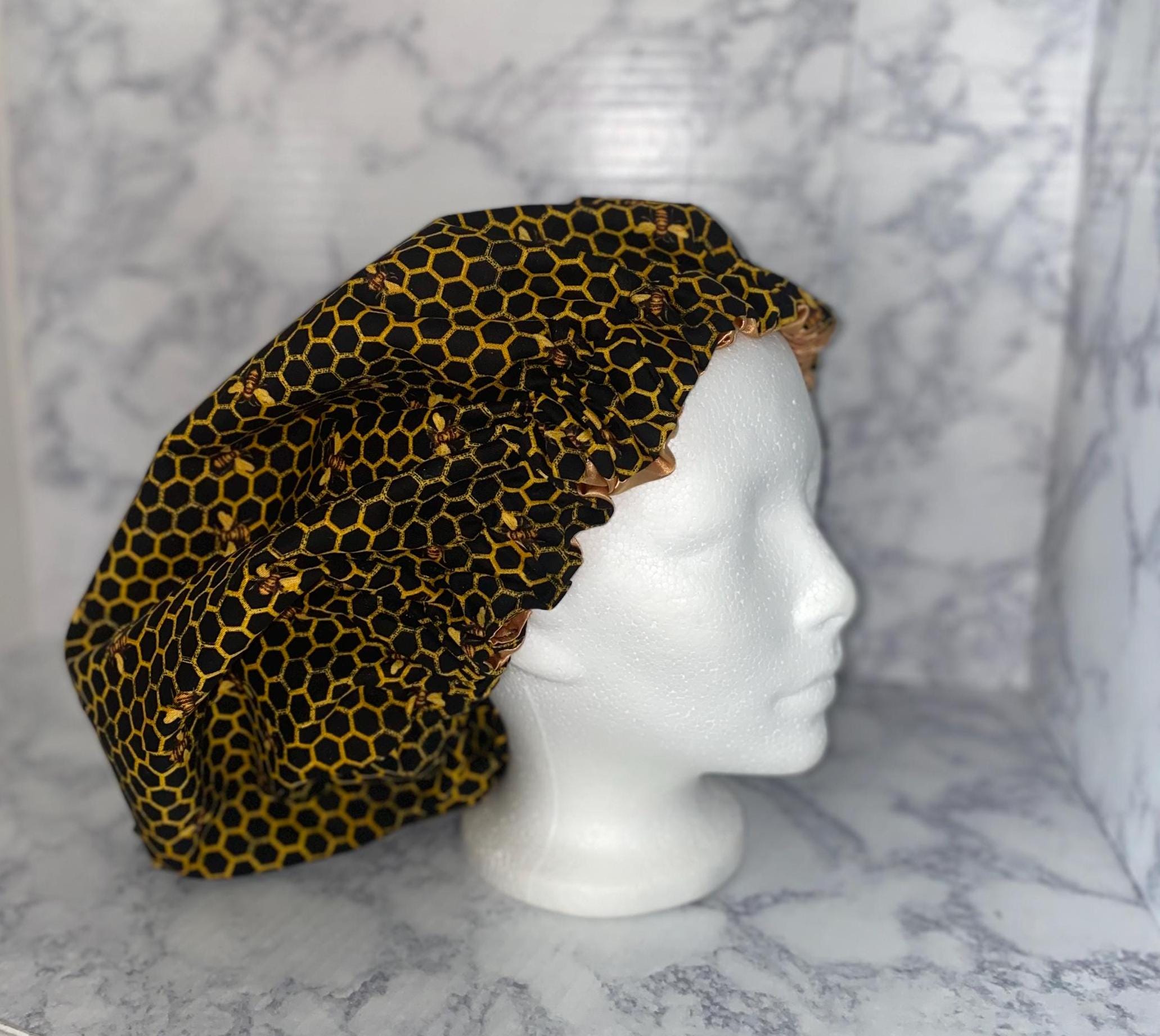 Custom Made Bee Adult Bonnet, Satin Bonnet, Sleep Cap,satin  display picture 2
