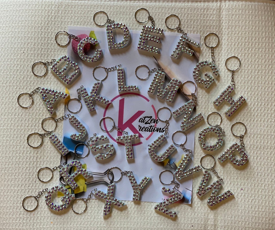 Resin Key Chain, Letter Keychain, Initial Keychain, Alphabet Keychain
