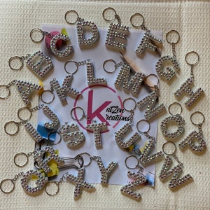 Resin Key Chain, Letter Keychain, Initial Keychain, Alphabet Keychain, Rhinestone Keychain, Blinged Keychain, Blinged Letter, Rhinestone