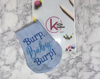Hand made Embroidered Contoured Baby Burp Cloth, Burp, Baby Shower Gift,  Burp Rag, Yellow, Green, Pink, Blue, Flannel