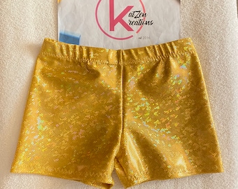 Gold Cheer shorts Dance shorts Gymnastics shorts Practice Wear Cheer Dance Gymnastics Practice Set cheer sets dance set Shiny Short