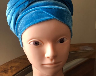 Light blue  velvet turban headwrap