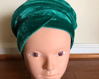 Green velvet turban headwrap