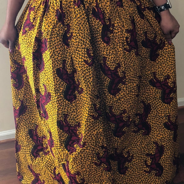 African clothing, High quality and Authentic Jumping horse full gather Skirt with one pocket. Ankarafabric, Africanprint, Africanfabric