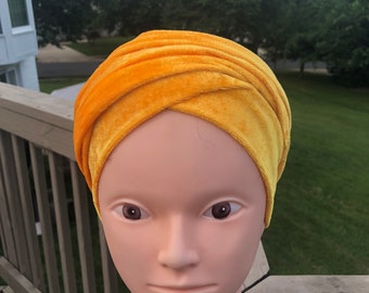 Tangerine velvet turban
