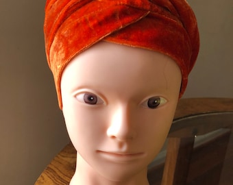 Orange velvet turban