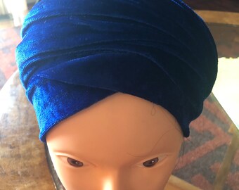 Blue  velvet turban