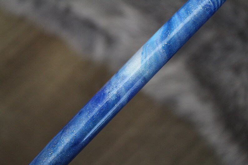 Handcrafted w Polymer Clay Diamond Painting Pen: Shimmer Blue White Round Tip Multi Drill Placer CLEARANCE 5.5 Pen #1180