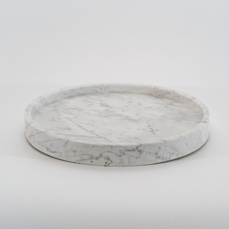 White Marble Round Marble Tray Etsy UK