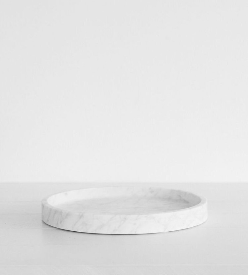 White Marble Round Marble Tray Etsy UK