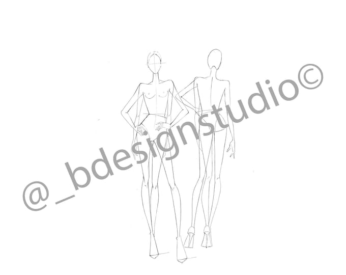 Buy Coloured Croquis Template - Front View Online in India - Etsy