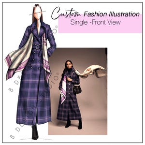Custom Fashion Illustration | Personalised Art Gift | Hand-Drawn Fashion Sketch | Unique Made-to-Order Illustration - Single